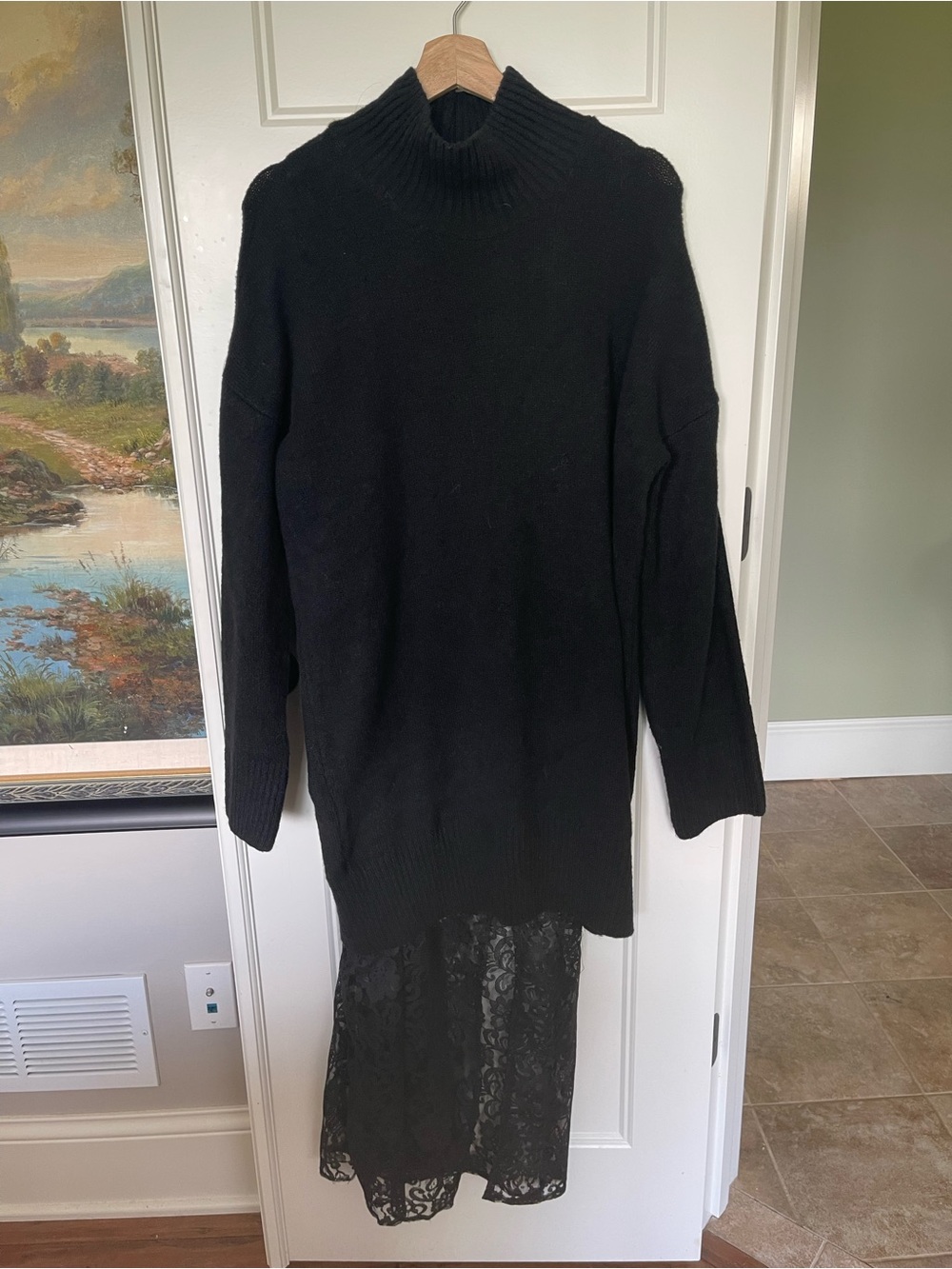 By Anthropologie Sweater Lace Twofer Midi Dress - Picture 5 of 7